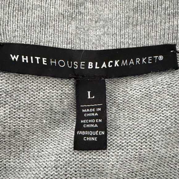White House Black Market Gray V-Neck Cashmere Blend Sweater – Size L - Picture 2 of 14